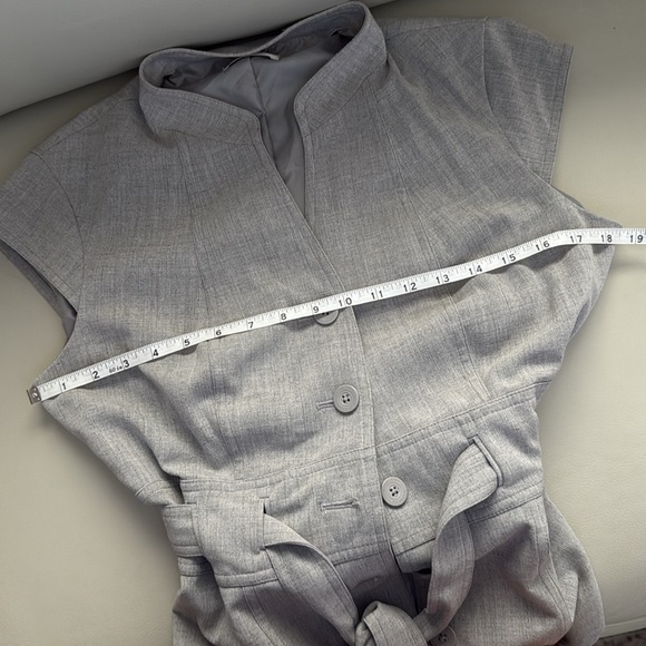 Calvin Klein Gray Sheath Dress with Cap Sleeves and Mandarin Collar - Picture 5 of 6